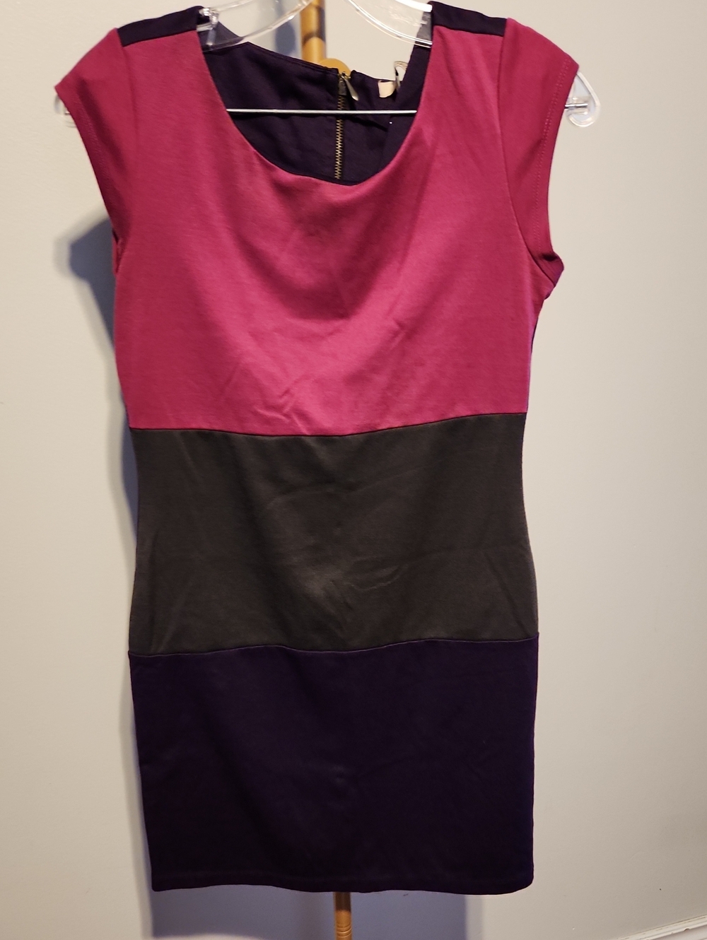 BeBop Magenta, Black & Purple Colorblock Cap-Sleeve Sheath Dress